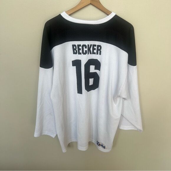 Kobe Sportswear Canada RARE Vintage Hockey Jersey Becker 16 Dirt Knap White XXL - Picture 3 of 11